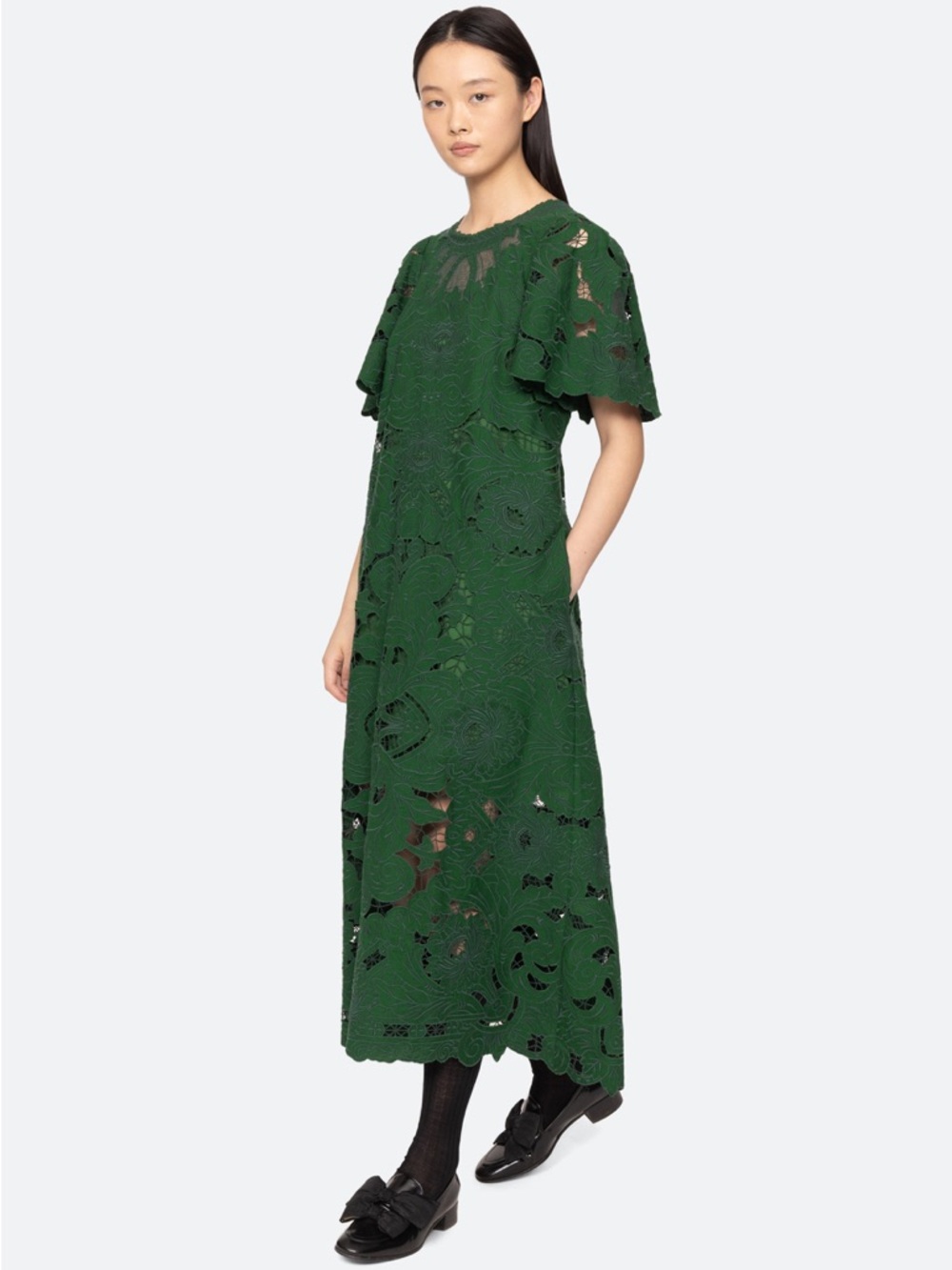 NWT Sea New York Ceci embroidery maxi dress green medium